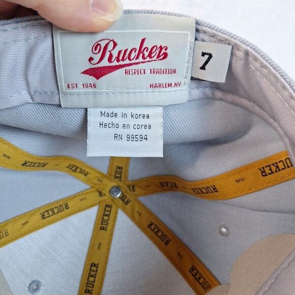 Rucker Vintage Basketball Cap Hat By Stall & Dean Size 7 Gray Green Logo - Picture 8 of 8